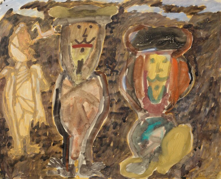 Jean Dubuffet 1948 Peinture à la colle sur papier- 45,6x56,3cm