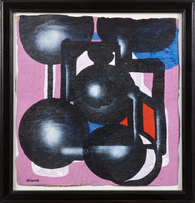 Kijno ,1975 Gouache et aérosol sur papier froissé